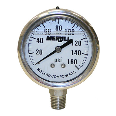 Stainless Steel Connection Liquid Filled Pressure Gauges - 304 Stainless Steel Case