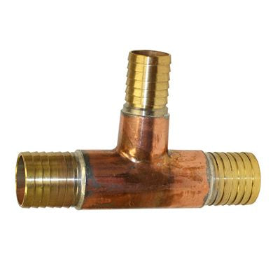 No Lead Yellow Brass Tees - Plastic Insert to Male Iron Pipe